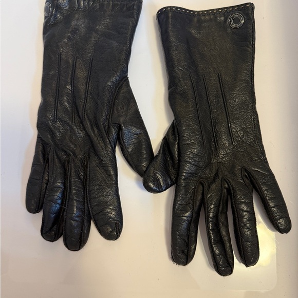 Coach Gloves Women’s Size 7.5 Black Leather - Picture 1 of 5